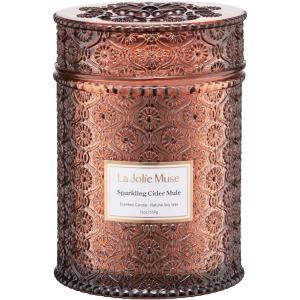 imageLA JOLIE MUSE Ruby Berry Bliss Scented Candle  Mandarin Cranberry ampamp Plum  19 oz Festive Fall Candle  Wooden Wick  Clean Burn ampamp Vibrant Scent  Fun Gift for Hosts ampamp Fall TablescapesSparkling Cider Mule