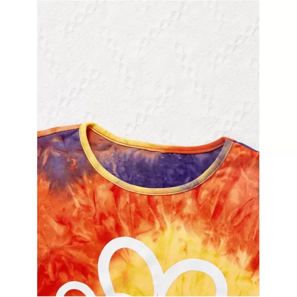 SweatyRocks Girl's 2 Piece Outfit Tie Dye Graphic Print Short Sleeve Tee Top and Track Shorts Set