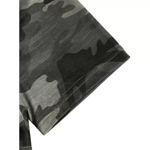 SweatyRocks Girl's 2 Piece Outfits Short Sleeve Crop Top Tee and Camo Print Cami Dress Set