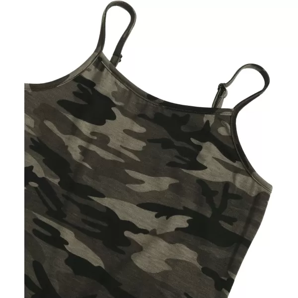 SweatyRocks Girl's 2 Piece Outfits Short Sleeve Crop Top Tee and Camo Print Cami Dress Set