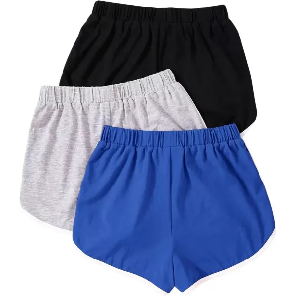 SweatyRocks Girl's 3 Pack Athletic Shorts Active Running Dolphin Shorts