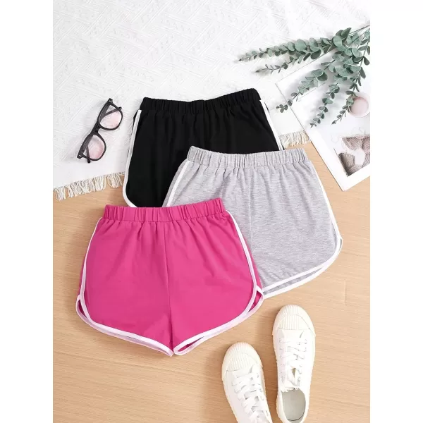 SweatyRocks Girl's 3 Pack Athletic Shorts Active Running Dolphin Shorts