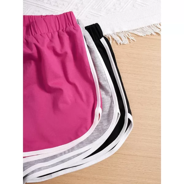 SweatyRocks Girl's 3 Pack Athletic Shorts Active Running Dolphin Shorts