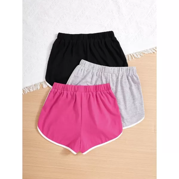 SweatyRocks Girl's 3 Pack Athletic Shorts Active Running Dolphin Shorts