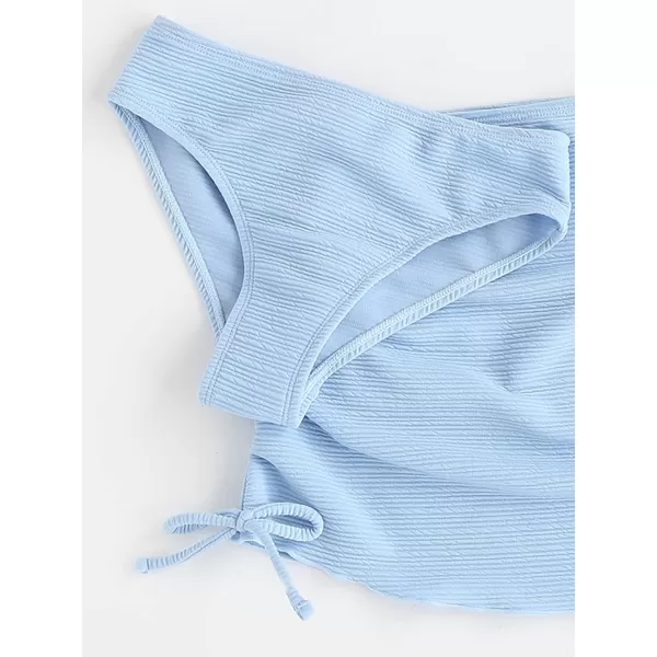 SweatyRocks Girl's 3 Piece Swimsuit Cute Solid Bikini Bathing Suit with Ruched Beach Skirt