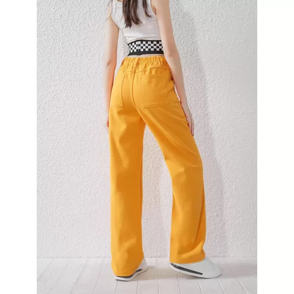 SweatyRocks Girl's Casual High Waisted Straight Leg Jeans Plain Denim Pants with Pocket