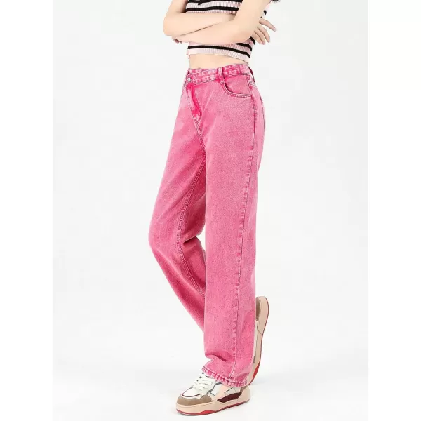 SweatyRocks Girl's Casual High Waisted Straight Leg Jeans Plain Denim Pants with Pocket