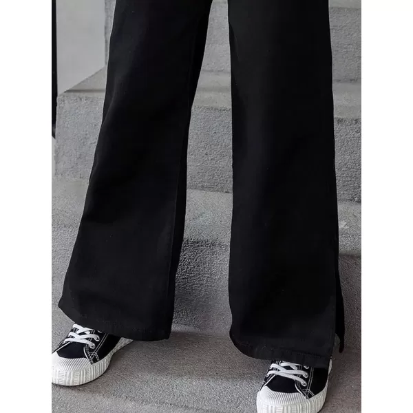 SweatyRocks Girl's Casual High Waisted Straight Leg Jeans Plain Denim Pants with Pocket