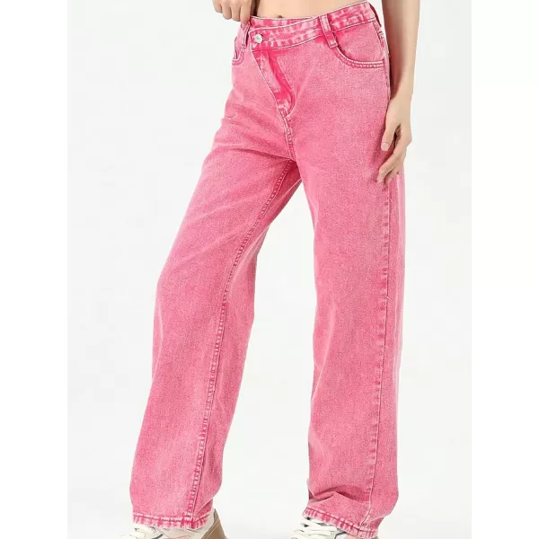 SweatyRocks Girl's Casual High Waisted Straight Leg Jeans Plain Denim Pants with Pocket