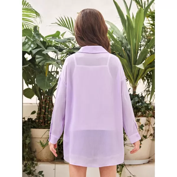 SweatyRocks Girl's Casual Long Sleeve Button Down Shirt Drop Shoulder Summer Blouse Top
