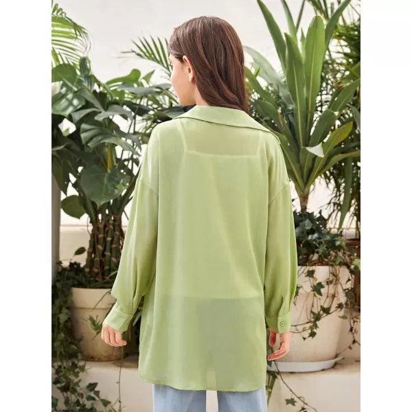 SweatyRocks Girl's Casual Long Sleeve Button Down Shirt Drop Shoulder Summer Blouse Top