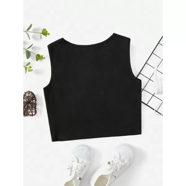 SweatyRocks Girl's Cute Cartoon Print Crew Neck Tank Top Casual Sleeveless Cami Tops
