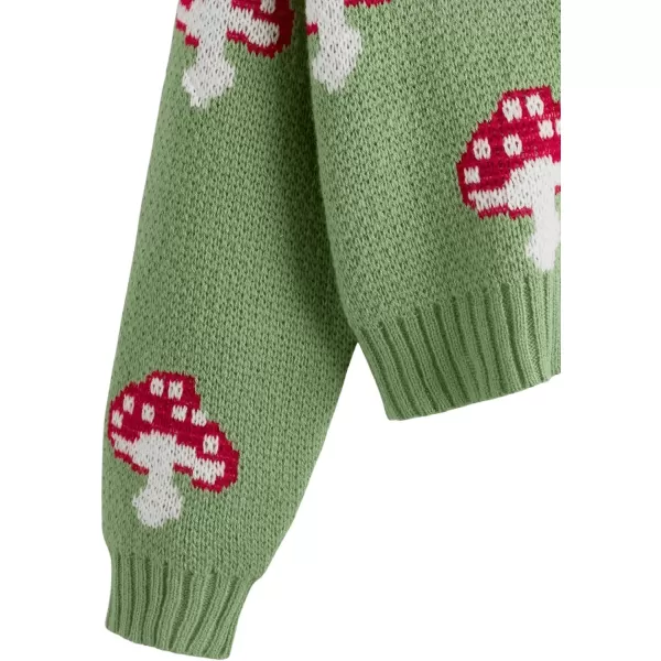 SweatyRocks Girl's Cute Graphic Print V Neck Sweater Button Down Knitted Cardigan Top