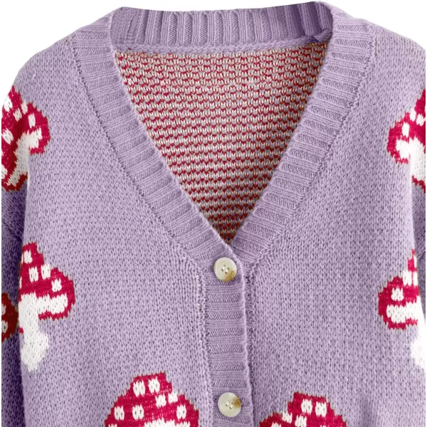 SweatyRocks Girl's Cute Graphic Print V Neck Sweater Button Down Knitted Cardigan Top