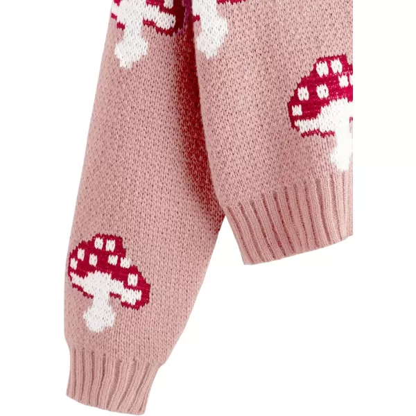 SweatyRocks Girl's Cute Graphic Print V Neck Sweater Button Down Knitted Cardigan Top
