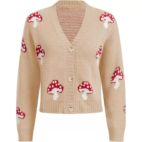 SweatyRocks Girl's Cute Graphic Print V Neck Sweater Button Down Knitted Cardigan Top