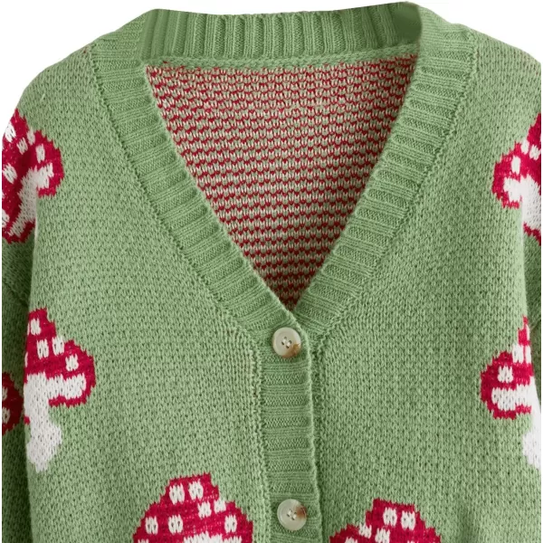 SweatyRocks Girl's Cute Graphic Print V Neck Sweater Button Down Knitted Cardigan Top