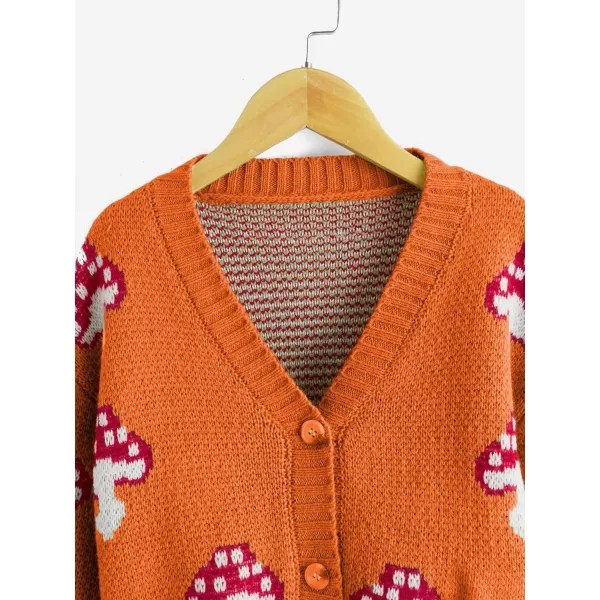 SweatyRocks Girl's Cute Graphic Print V Neck Sweater Button Down Knitted Cardigan Top