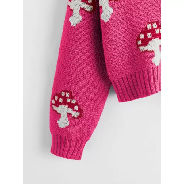 SweatyRocks Girl's Cute Graphic Print V Neck Sweater Button Down Knitted Cardigan Top