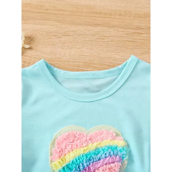 SweatyRocks Girl's Cute Heart Appliques Tee Shirt Round Neck Short Sleeve Tee Tops