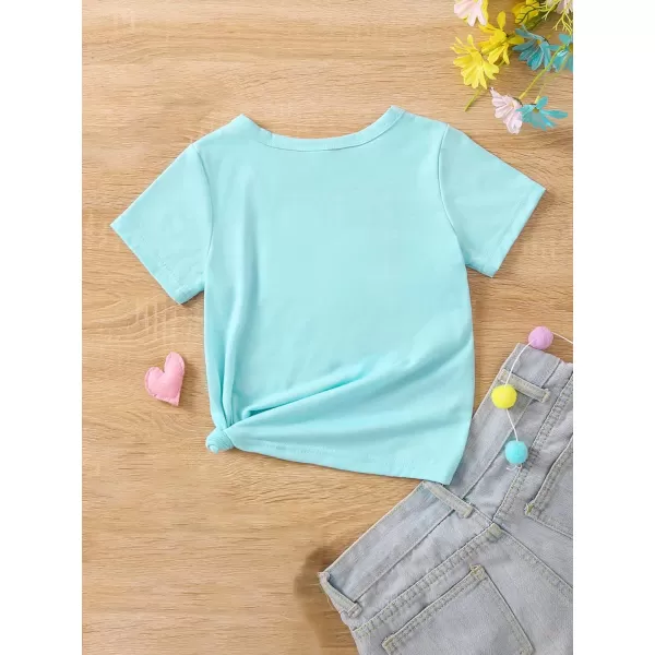 SweatyRocks Girl's Cute Heart Appliques Tee Shirt Round Neck Short Sleeve Tee Tops