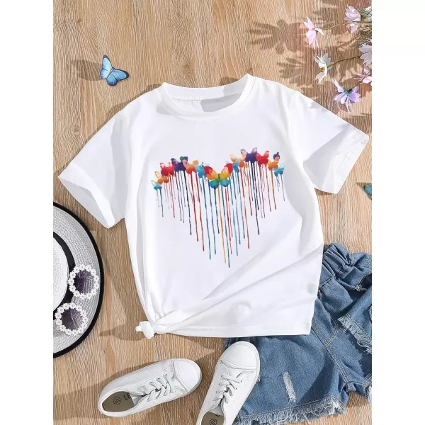 SweatyRocks Girl's Cute Short Sleeve Round Neck Graphic Tee Casual Pullover T Shirt