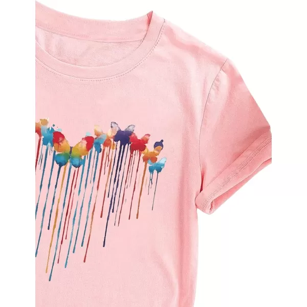 SweatyRocks Girl's Cute Short Sleeve Round Neck Graphic Tee Casual Pullover T Shirt