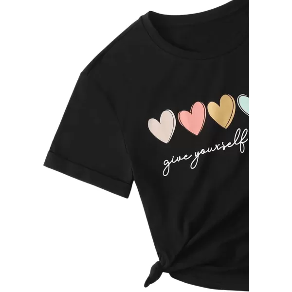 SweatyRocks Girl's Cute Short Sleeve Round Neck Graphic Tee Casual Pullover T Shirt