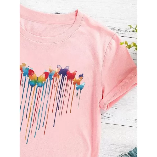 SweatyRocks Girl's Cute Short Sleeve Round Neck Graphic Tee Casual Pullover T Shirt