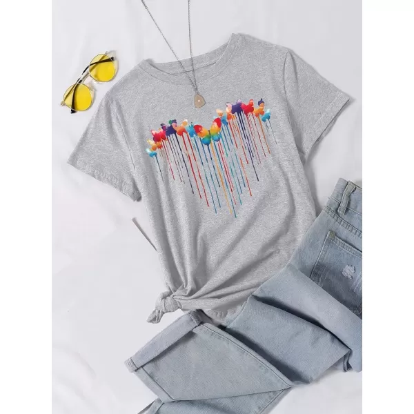 SweatyRocks Girl's Cute Short Sleeve Round Neck Graphic Tee Casual Pullover T Shirt