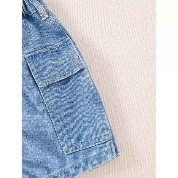SweatyRocks Girl's Elastic High Waist Denim Skort Casual Jean Shorts with Pockets