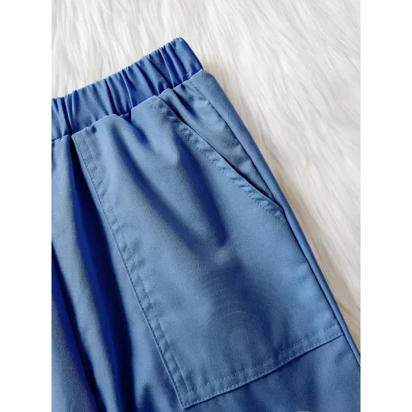 SweatyRocks Girl's Elastic Waist Flap Pocket Cargo Pants Casual Solid Joggers Pants