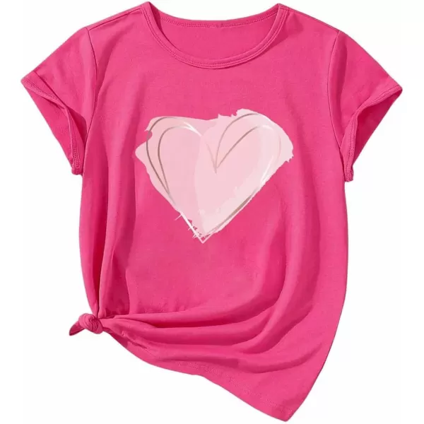 SweatyRocks Girl's Graphic Patterned T Shirt Scoop Neck Short Sleeve T Shirts