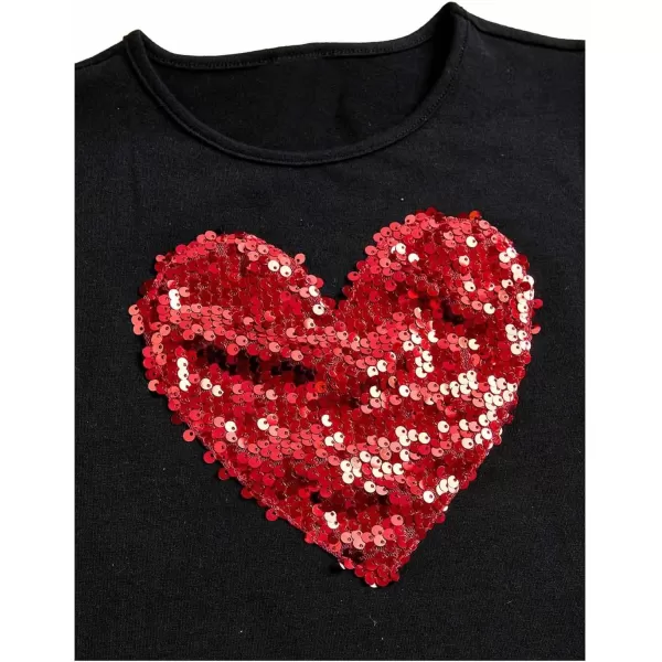 SweatyRocks Girl's Graphic Print Contrast Sequin T Shirt Scoop Neck Short Sleeve Tee Tops