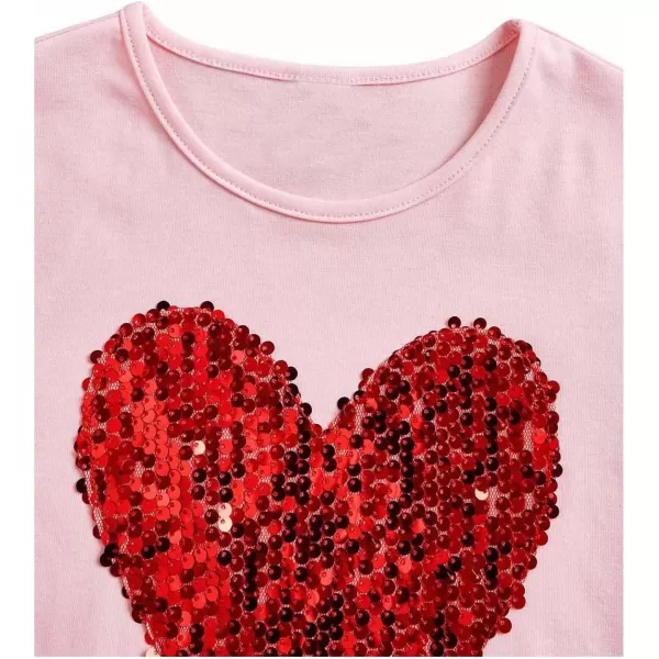 SweatyRocks Girl's Graphic Print Contrast Sequin T Shirt Scoop Neck Short Sleeve Tee Tops