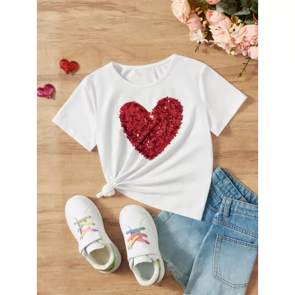 SweatyRocks Girl's Graphic Print Contrast Sequin T Shirt Scoop Neck Short Sleeve Tee Tops