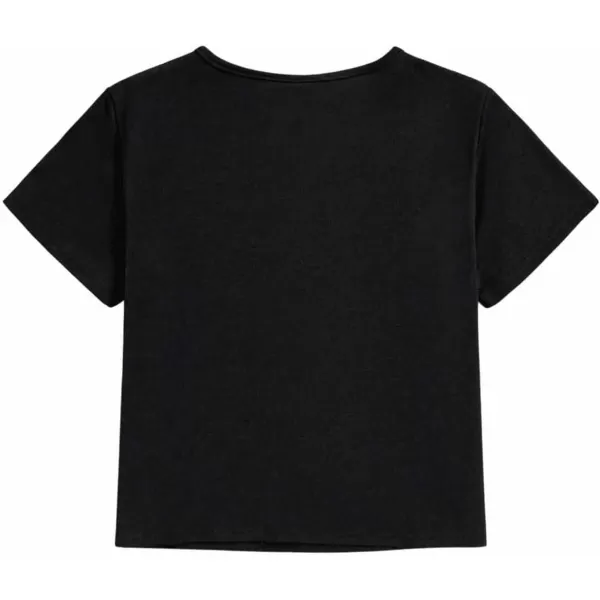 SweatyRocks Girl's Graphic Print Contrast Sequin T Shirt Scoop Neck Short Sleeve Tee Tops
