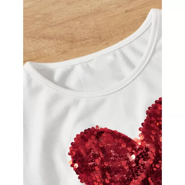 SweatyRocks Girl's Graphic Print Contrast Sequin T Shirt Scoop Neck Short Sleeve Tee Tops