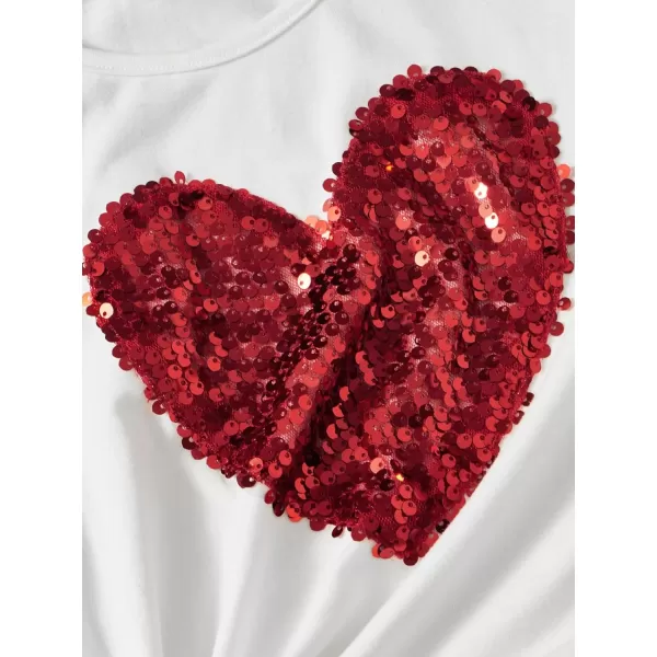 SweatyRocks Girl's Graphic Print Contrast Sequin T Shirt Scoop Neck Short Sleeve Tee Tops