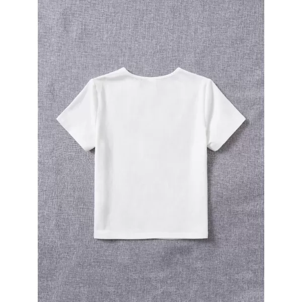 SweatyRocks Girl's Graphic Print Round Neck T Shirt Casual Short Sleeve Tee Tops