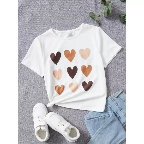 SweatyRocks Girl's Graphic Print Round Neck T Shirt Casual Short Sleeve Tee Tops