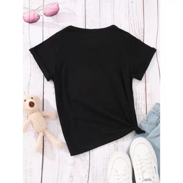 SweatyRocks Girl's Graphic Print Round Neck T Shirt Casual Short Sleeve Tee Tops