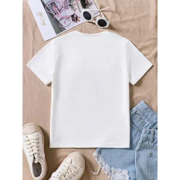 SweatyRocks Girl's Graphic Print Short Sleeve T Shirt Casual Round Neck Tee Tops