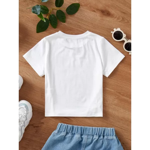 SweatyRocks Girl's Heart Print Sparkly Sequin T Shirt Round Neck Short Sleeve Basic Tops