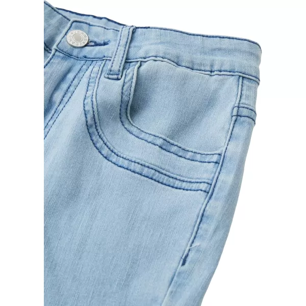 SweatyRocks Girl's High Waist Ripped Raw Hem Jeans Flare Leg Denim Pants with Pocket