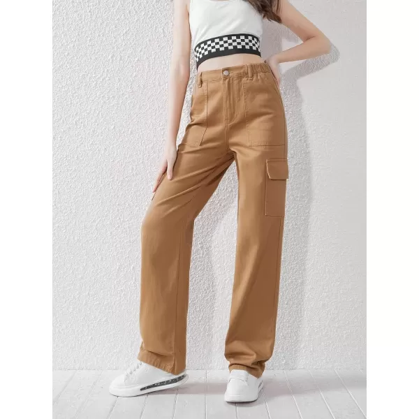 SweatyRocks Girl's High Waisted Solid Straight Leg Jeans Casual Loose Denim Pants