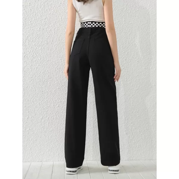 SweatyRocks Girl's High Waisted Solid Straight Leg Jeans Casual Loose Denim Pants