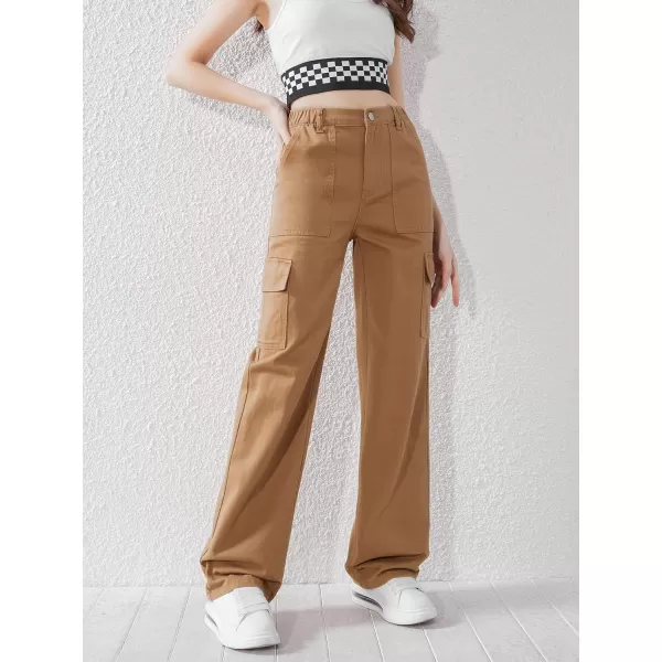 SweatyRocks Girl's High Waisted Solid Straight Leg Jeans Casual Loose Denim Pants
