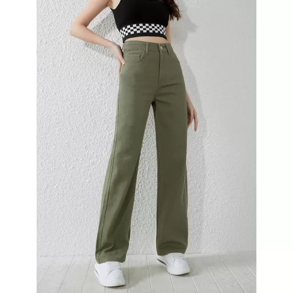 SweatyRocks Girl's High Waisted Solid Straight Leg Jeans Casual Loose Denim Pants