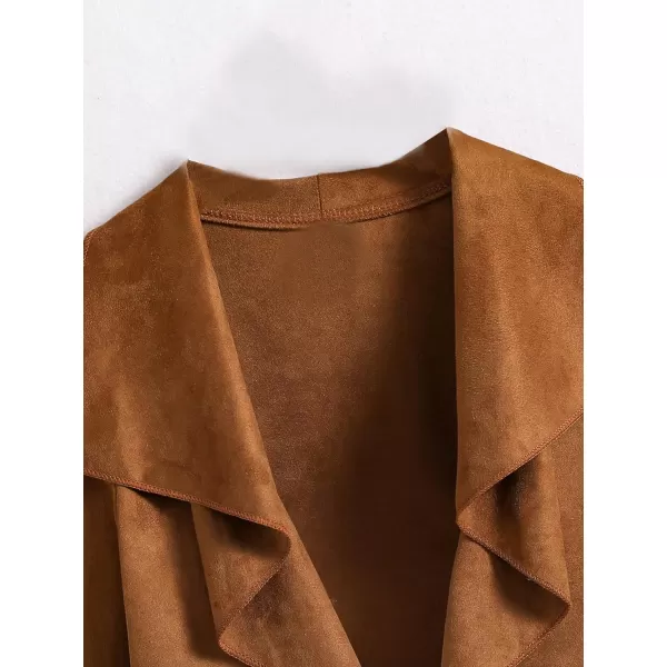 SweatyRocks Girl's Long Sleeve Collar Open Front Coat Asymmetrical Fringe Hem Jacket Tops